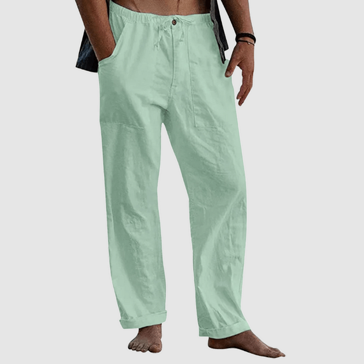 Filip - Linen beach trousers for men, loose fit-DESTINY