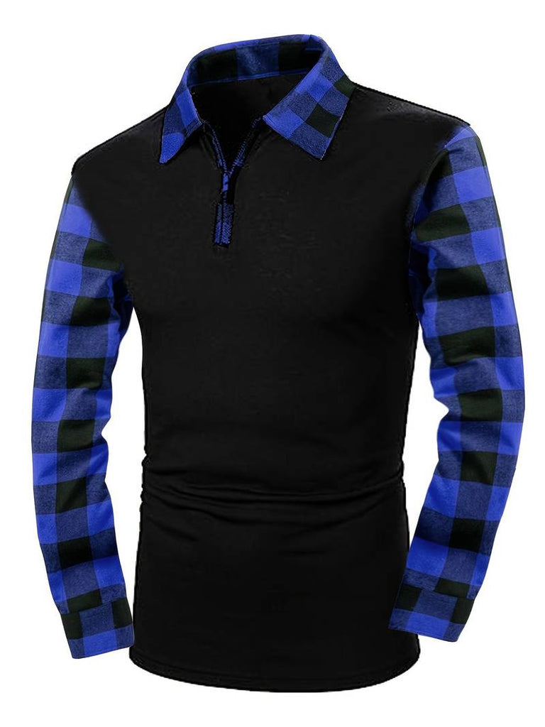 James long sleeve check flannel polo shirt-DESTINY