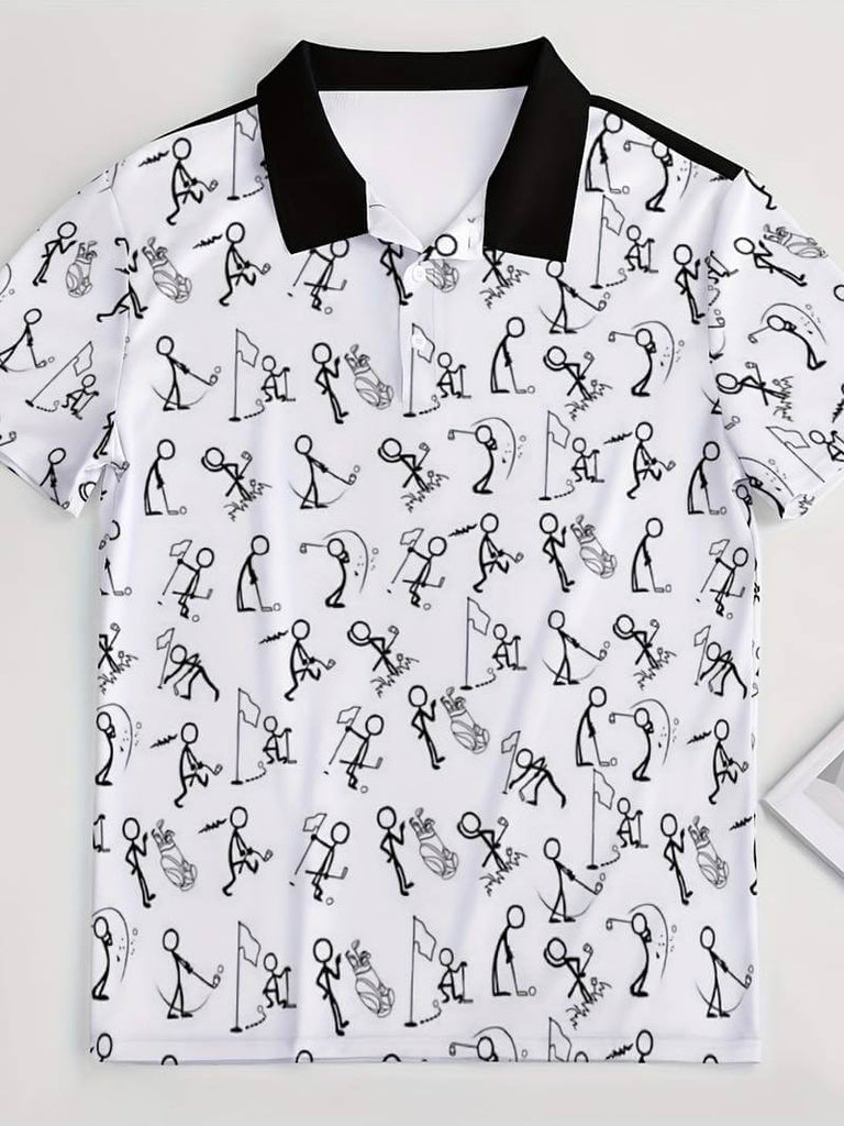 Henry t-shirt with stick figure graphic print-DESTINY