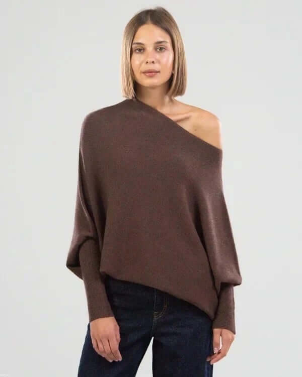 Comfy Sweater with elegant trim at the shoulder-DESTINY