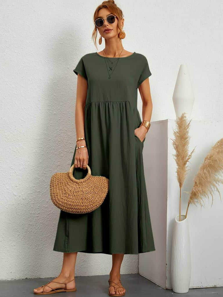 Solena - Casual, loose summer dress with pockets-DESTINY