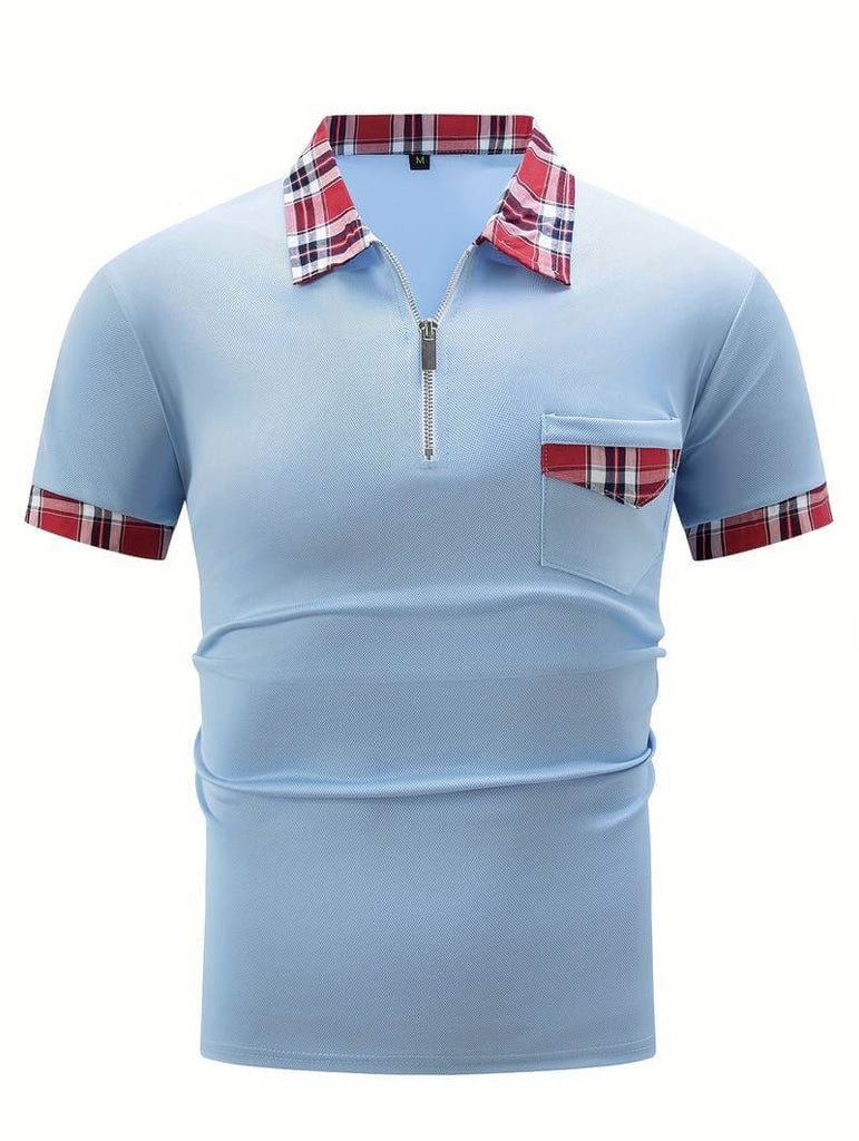 Elijah check shirt with zip and lapels-DESTINY