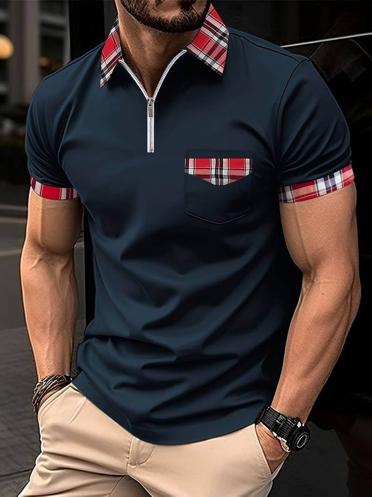 Elijah check shirt with zip and lapels-DESTINY