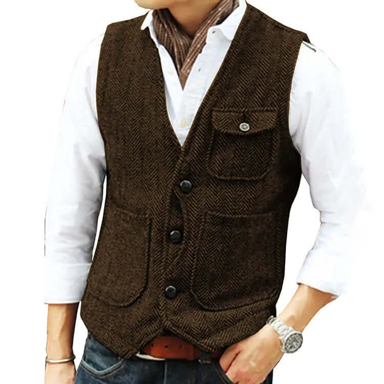 Alessandro - Men's suit cashmere-like single-breasted waistcoat-DESTINY