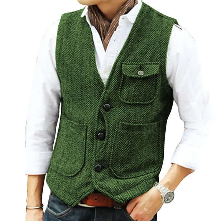 Alessandro - Men's suit cashmere-like single-breasted waistcoat-DESTINY