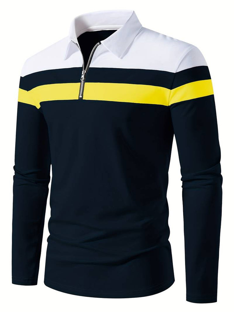Ethan long sleeve zip polo shirt-DESTINY