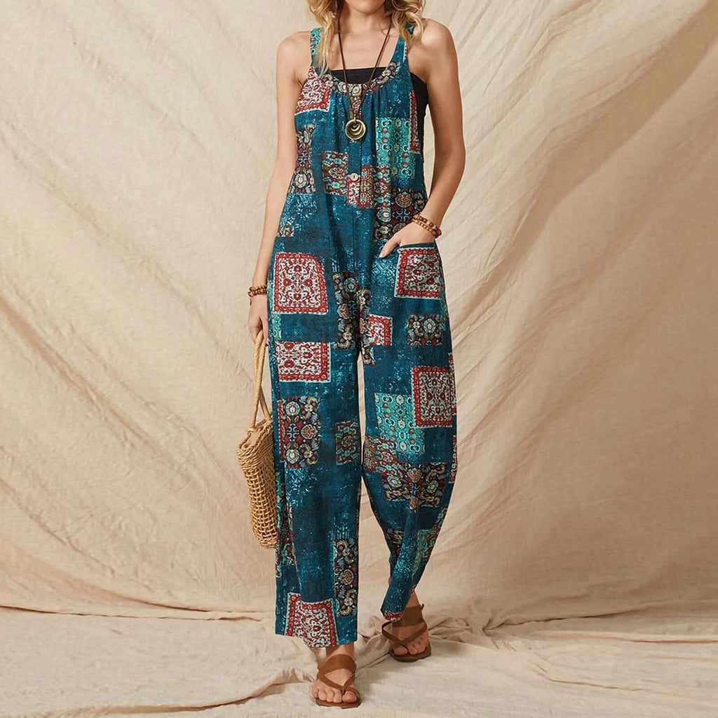 Vintage Casual Cotton Linen Jumpsuit-DESTINY