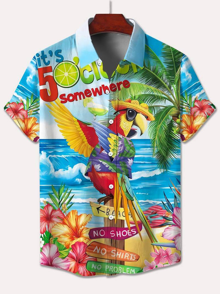 Liam - plus size parrot graphic print hawaiian shirt-DESTINY