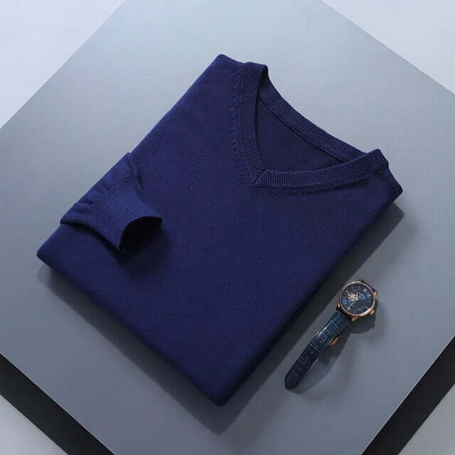 Rico - Solid jumper with V-neck-DESTINY