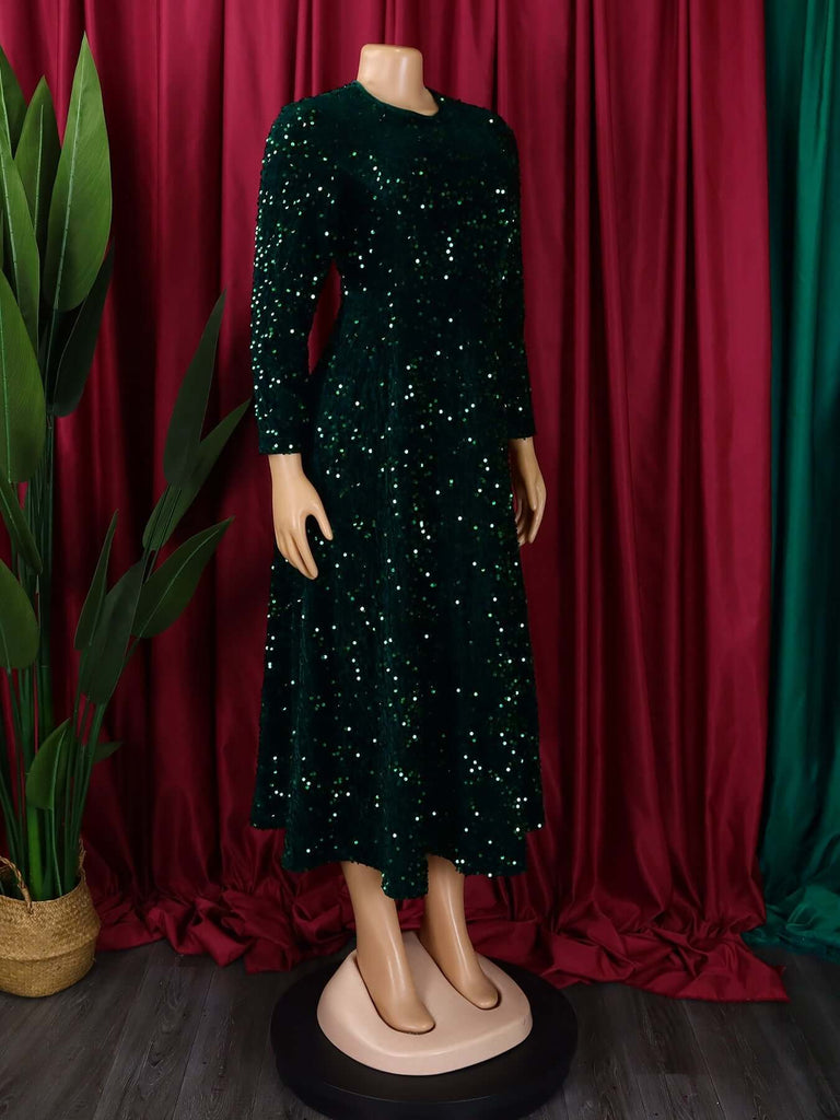 Sparkly Sequin A-line Evening Dress-DESTINY