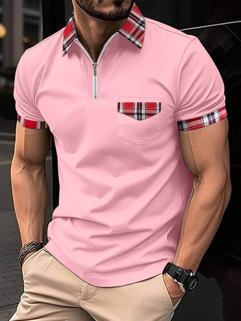 Elijah check shirt with zip and lapels-DESTINY