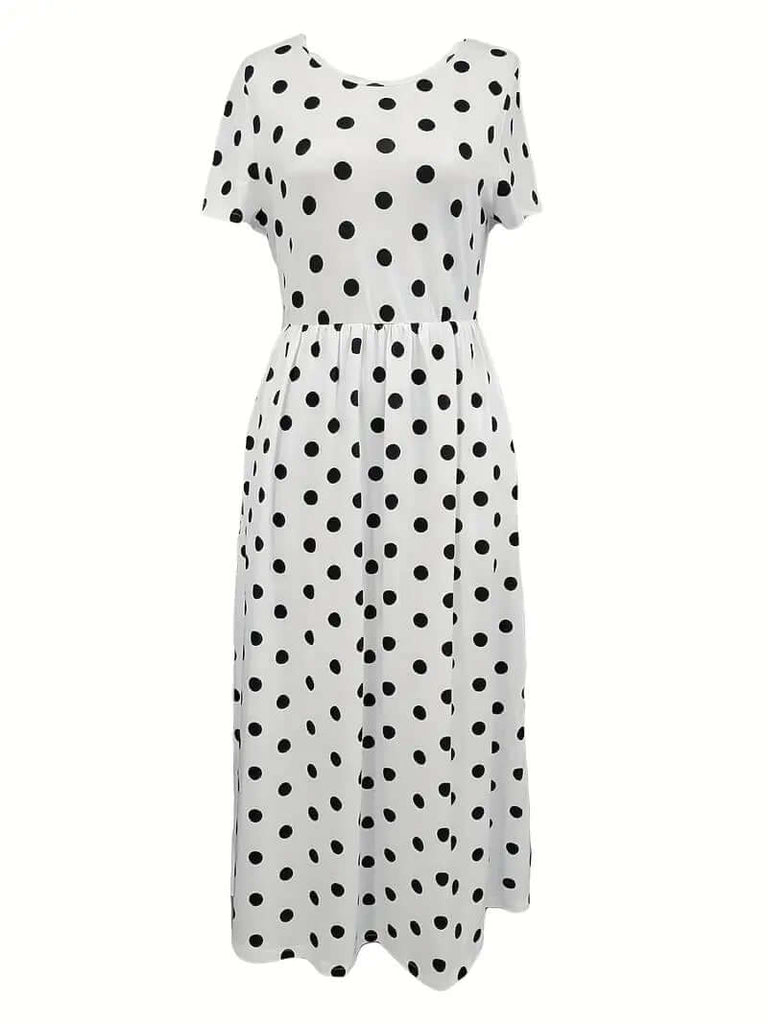 Eleanor – airy, short-sleeved, polka dot dress with a round neckline-DESTINY