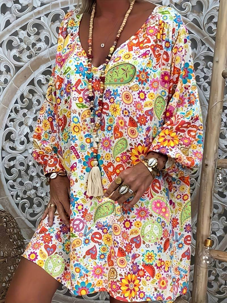 Gaila - Floral dress with V-neckline-DESTINY