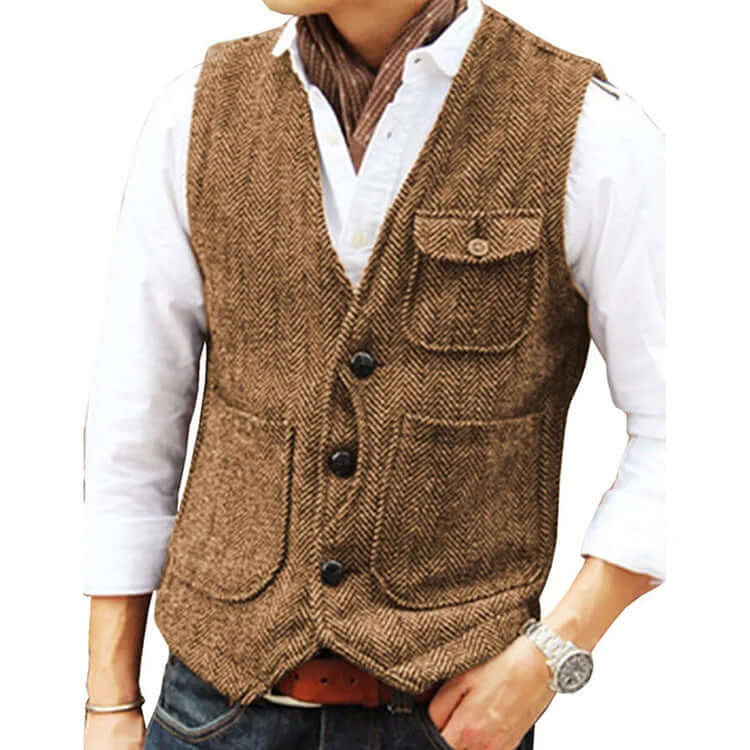 Alessandro - Men's suit cashmere-like single-breasted waistcoat-DESTINY