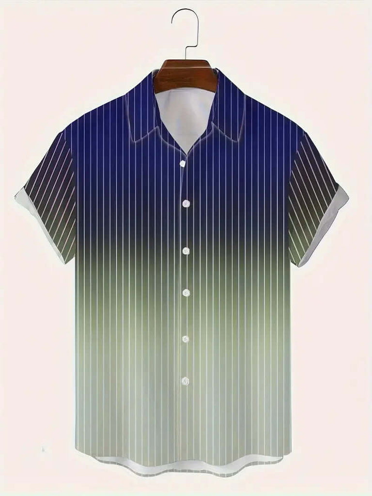 Christopher men's short sleeve gradient striped button down shirt for spring/summer-DESTINY