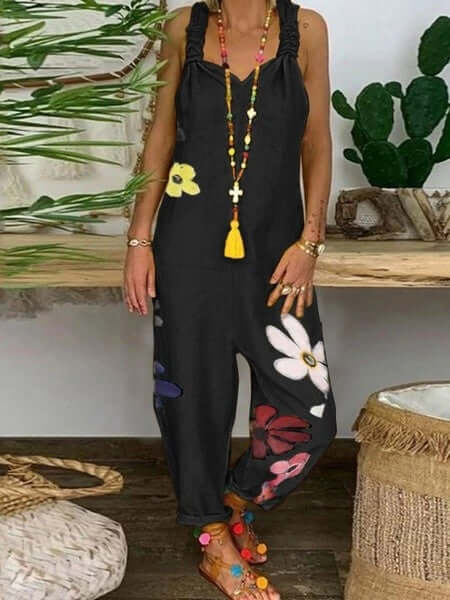 Daily Loose Casual Plus Size Linen Jumpsuit-DESTINY