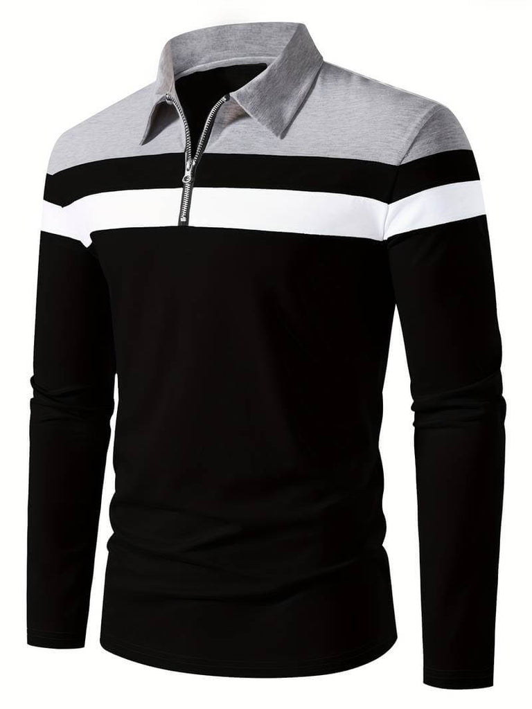Ethan long sleeve zip polo shirt-DESTINY