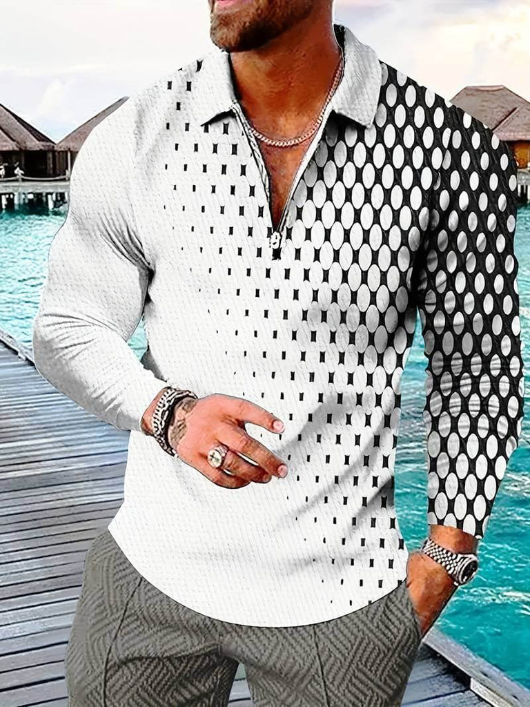 Lucas – trendy polo shirt with a geometric gradient pattern-DESTINY