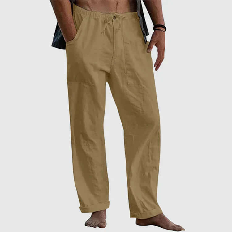 Filip - Linen beach trousers for men, loose fit-DESTINY