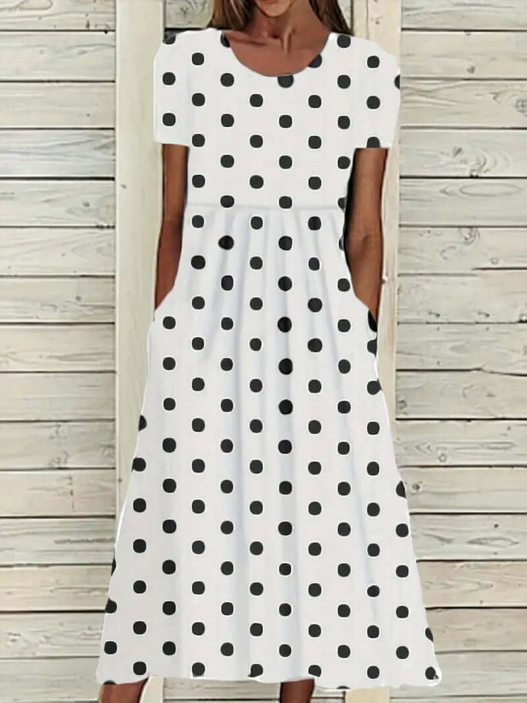 Eleanor – airy, short-sleeved, polka dot dress with a round neckline-DESTINY