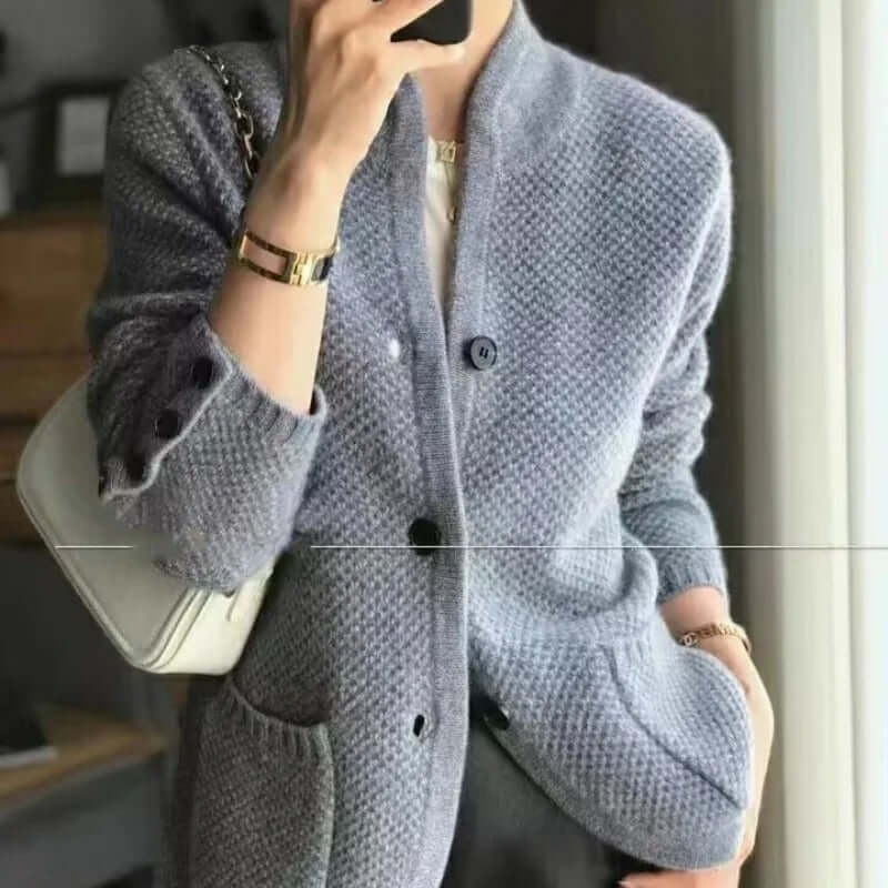 Women's wool-like thick sweater jacket-DESTINY