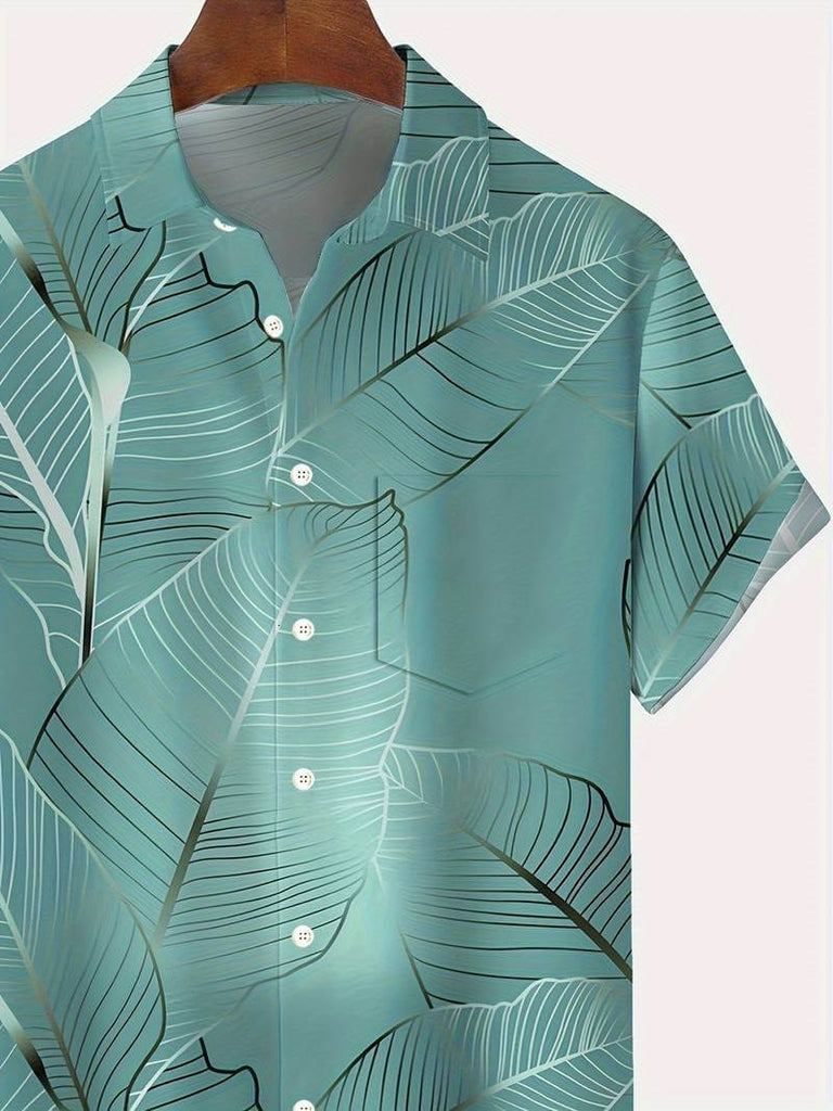 Aiden - plus size tropical leaf print hawaiian shirt-DESTINY