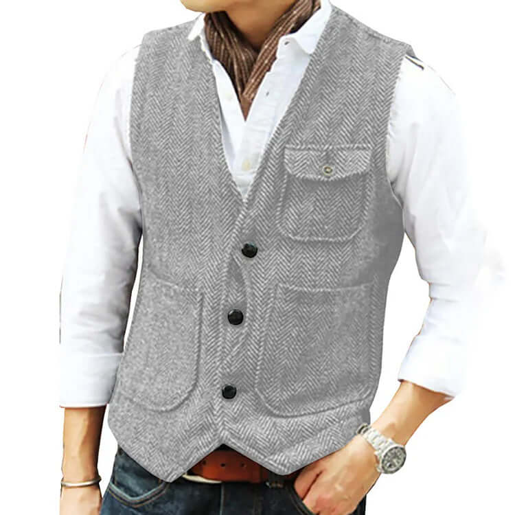 Alessandro - Men's suit cashmere-like single-breasted waistcoat-DESTINY
