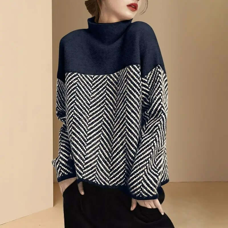 High collar soft warm loose sweater for women-DESTINY