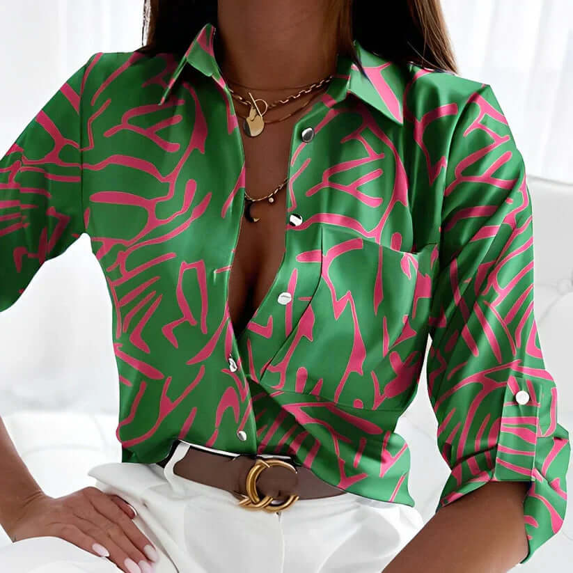 Eva Janssen - elegant green blouse-DESTINY