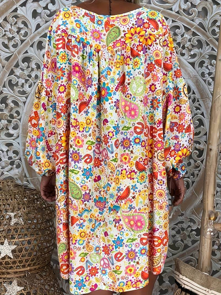 Gaila - Floral dress with V-neckline-DESTINY