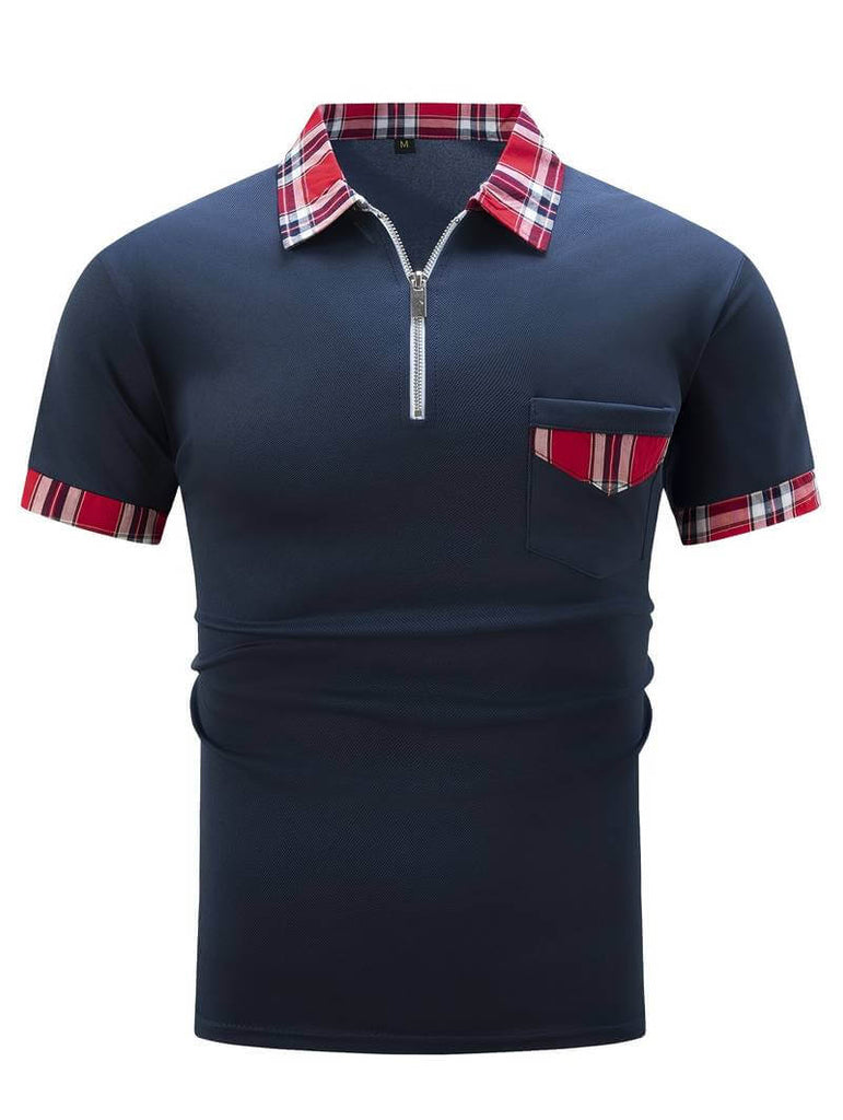 Elijah check shirt with zip and lapels-DESTINY