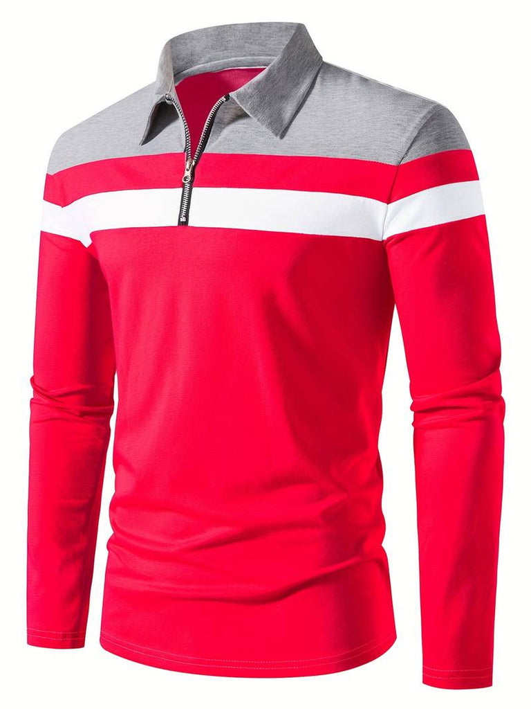 Ethan long sleeve zip polo shirt-DESTINY