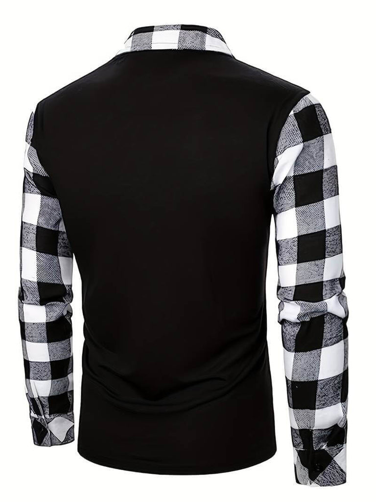 James long sleeve check flannel polo shirt-DESTINY