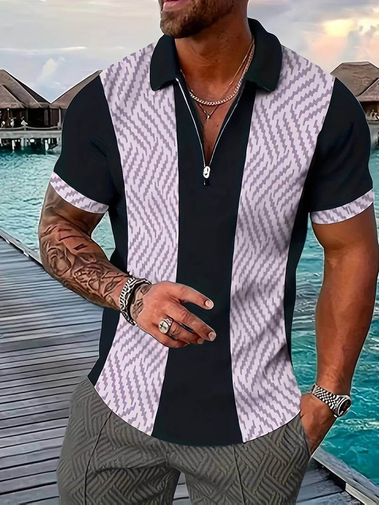 Liam quarter zip color blocked golf shirt-DESTINY