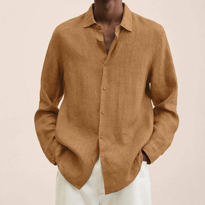Finnian - Long-sleeved linen-like shirts for men-DESTINY
