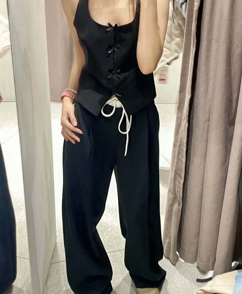 Trousers with high waist and wide leg-DESTINY