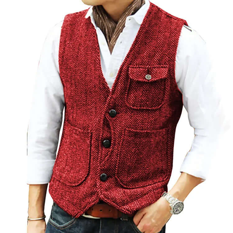 Alessandro - Men's suit cashmere-like single-breasted waistcoat-DESTINY