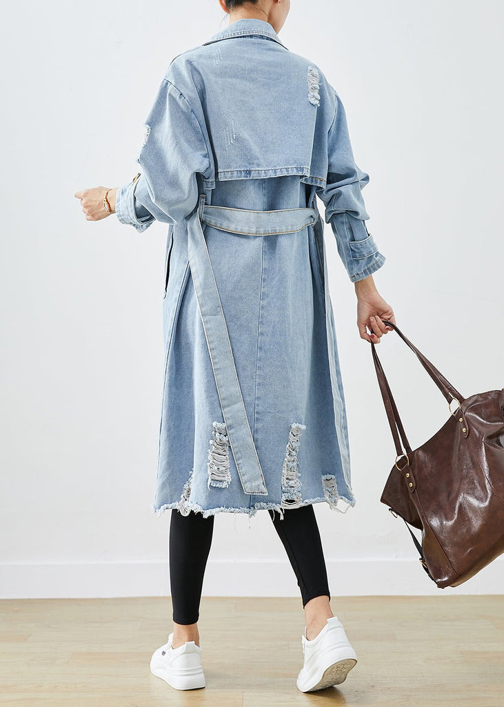 Full-size oversized ripped denim coat - Ideal for layering - Trendy fashion for any season-DESTINY