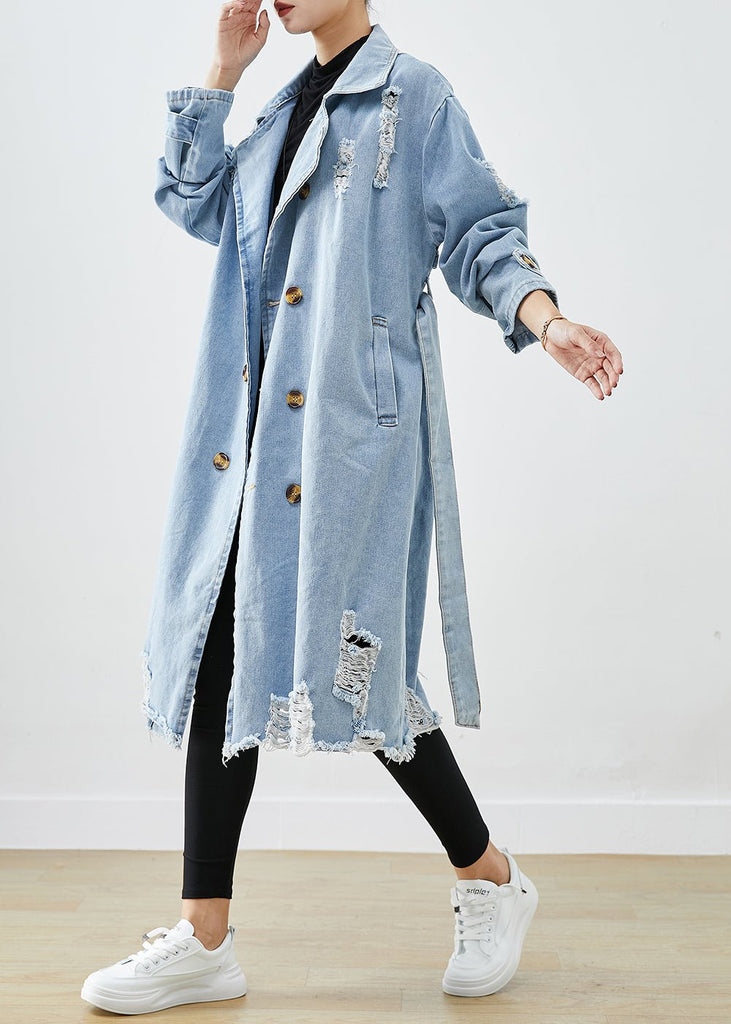 Full-size oversized ripped denim coat - Ideal for layering - Trendy fashion for any season-DESTINY