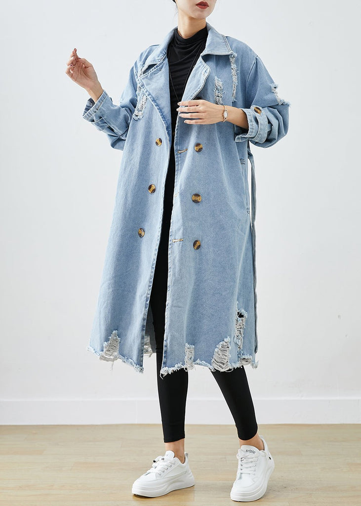 Full-size oversized ripped denim coat - Ideal for layering - Trendy fashion for any season-DESTINY