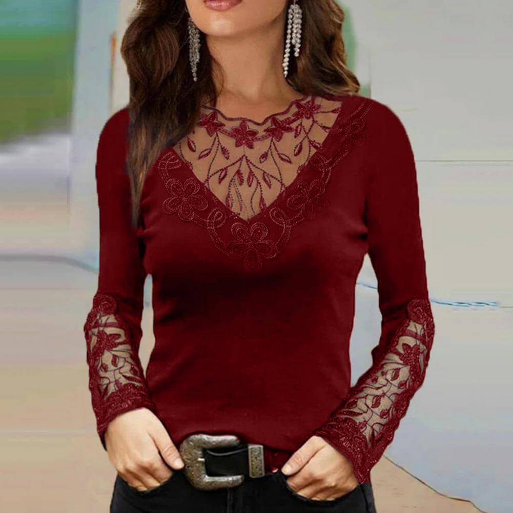 Ketty™ | V-neck Lace Blouse-DESTINY
