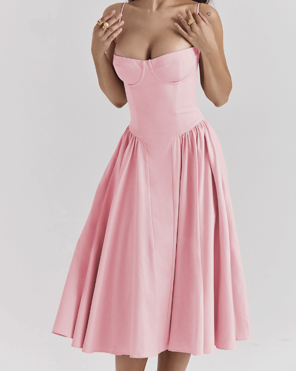 Victoria | Sleeveless midi dress with corset fit - Attractive fit-DESTINY