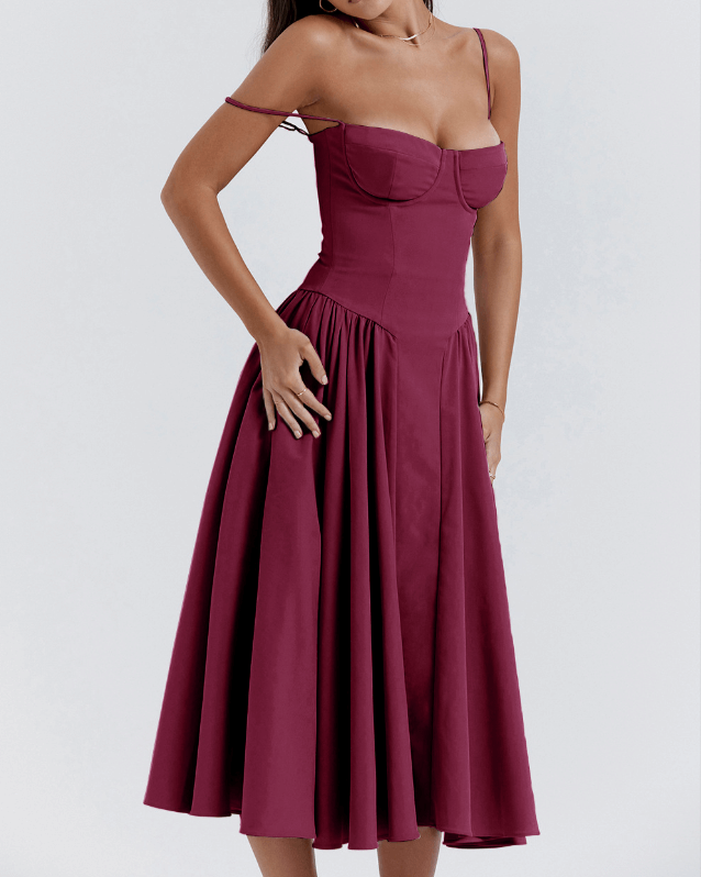 Victoria | Sleeveless midi dress with corset fit - Attractive fit-DESTINY