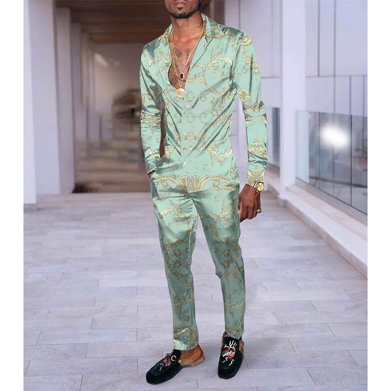 MEN'S PRINTED LONG SLEEVE SHIRT SET 03030252YM-DESTINY