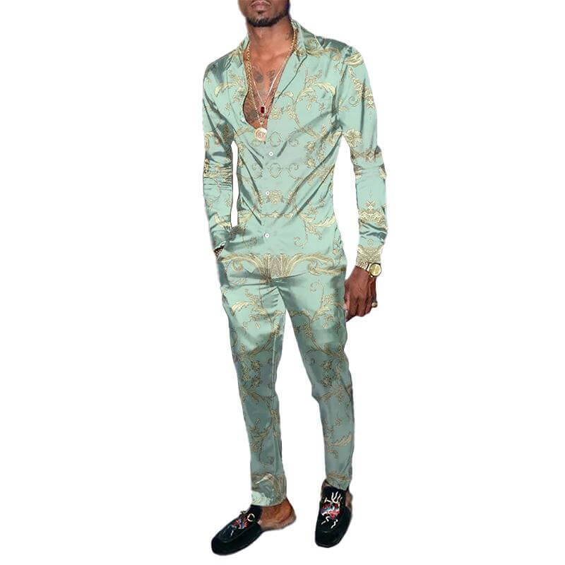 MEN'S PRINTED LONG SLEEVE SHIRT SET 03030252YM-DESTINY