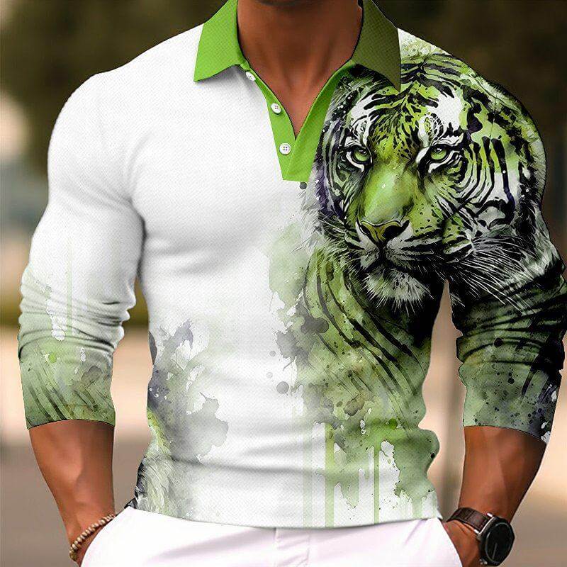 Men's Fashion 3D Printed Long Sleeve Polo Shirt 63740228YY-DESTINY