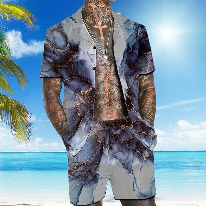 MEN'S SHORT SLEEVE SHIRT BEACH SUIT 88465351YM-DESTINY