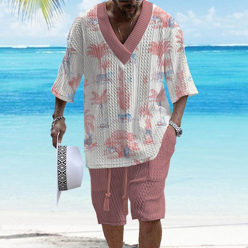 MEN'S ART CASUAL PRINT SHORTS SET 12556685YM-DESTINY