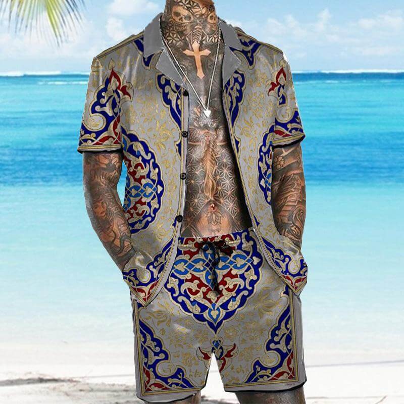 MEN'S VINTAGE HAWAIIAN SHORT SLEEVE SHIRT SET 32191244YM-DESTINY