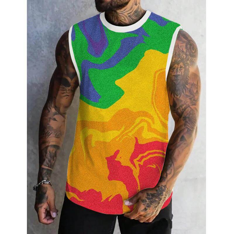 Men's Spring/Summer Printed Regular Fit Crew Neck Vest 03442514YM-DESTINY
